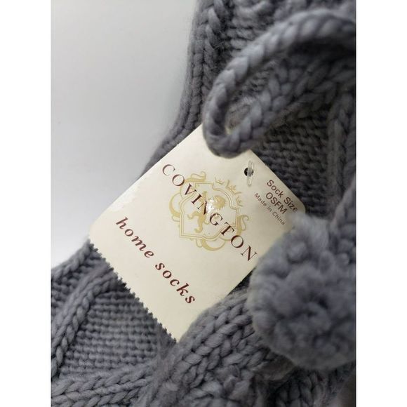 Covington‎ NWT Sears Slippers Socks Grey Gray Knit Winter Socks with Grippers - Picture 9 of 10